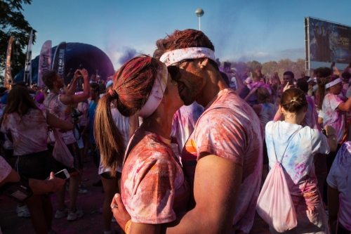 People at The color Run event in Milan, Italy